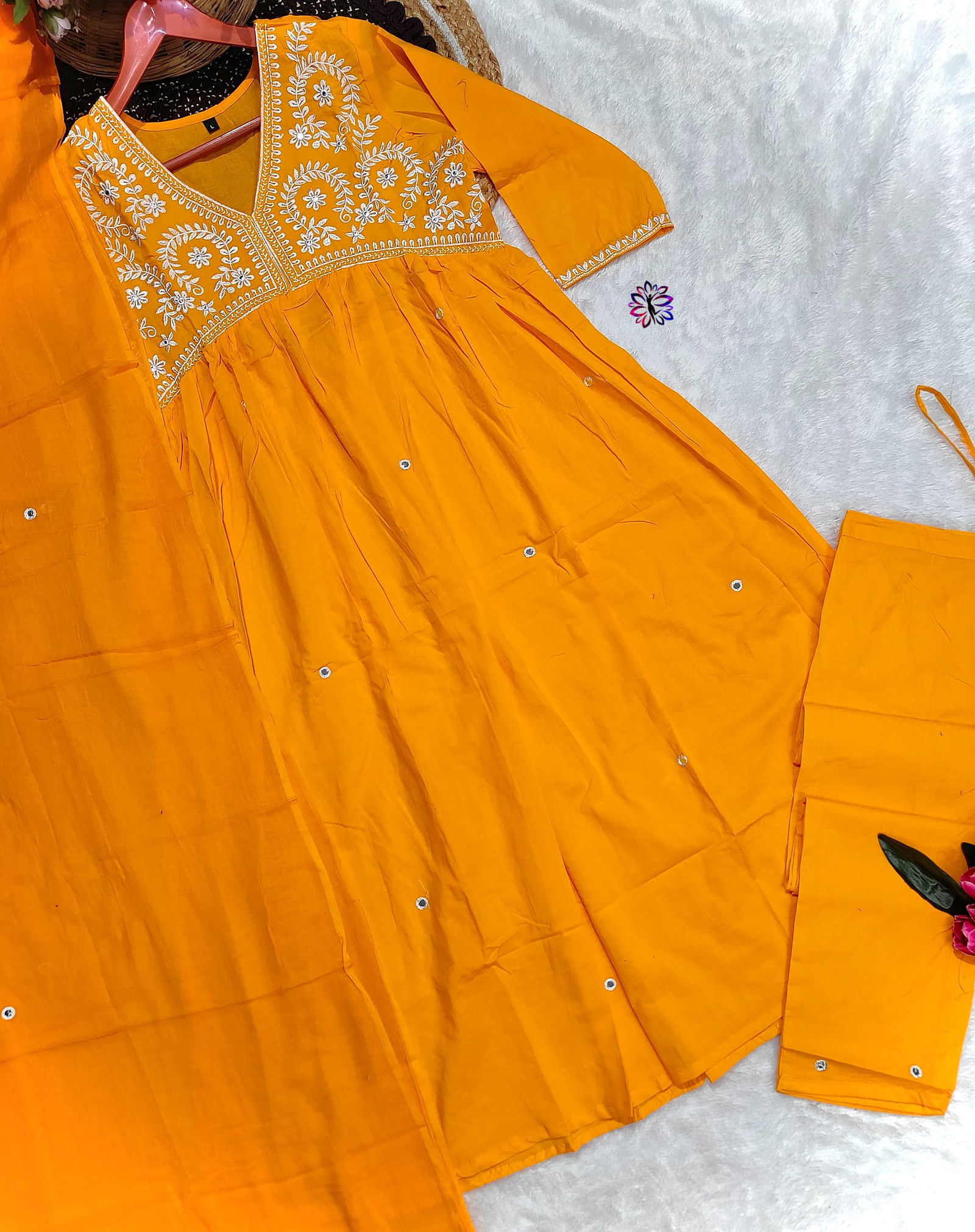 KF Premium Cotton Kalaai Embroidery Kurti With Bottom Dupatta Orders In India